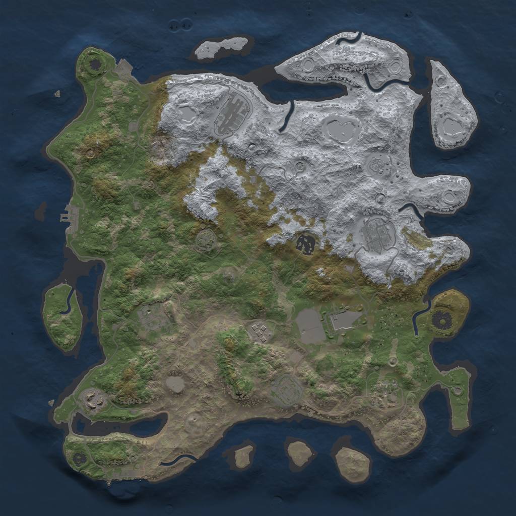 Rust Map: Procedural Map, Size: 3900, Seed: 81752778, 17 Monuments