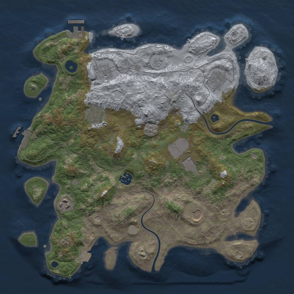 Rust Map: Procedural Map, Size: 3650, Seed: 37931601, 14 Monuments