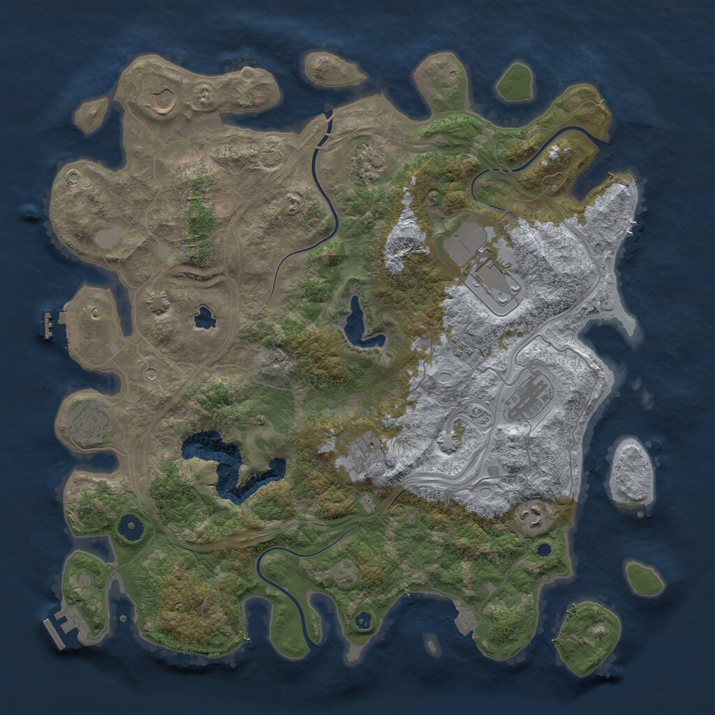 Rust Map: Procedural Map, Size: 4250, Seed: 74282869, 13 Monuments