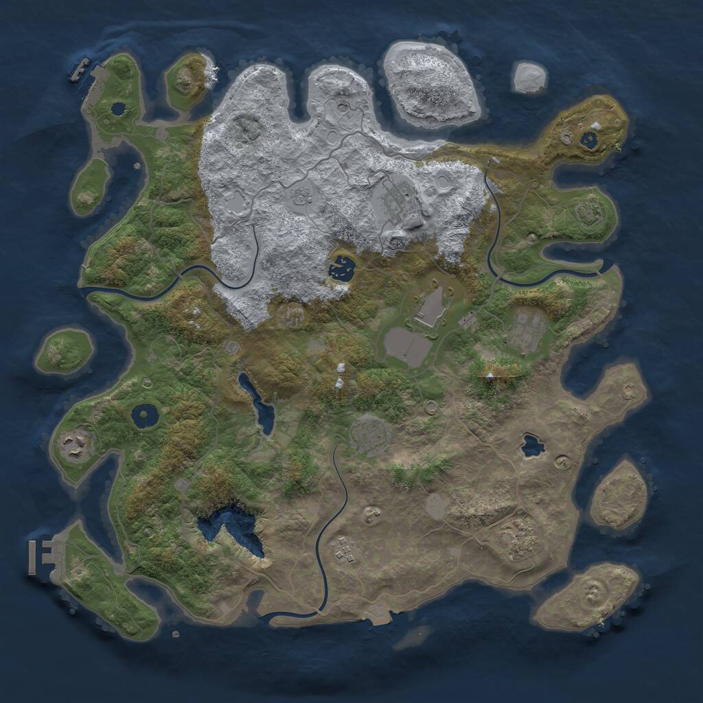 Rust Map: Procedural Map, Size: 4100, Seed: 86495272, 14 Monuments