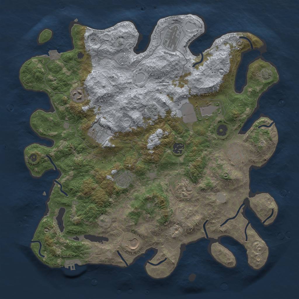 Rust Map: Procedural Map, Size: 3950, Seed: 98854358, 17 Monuments