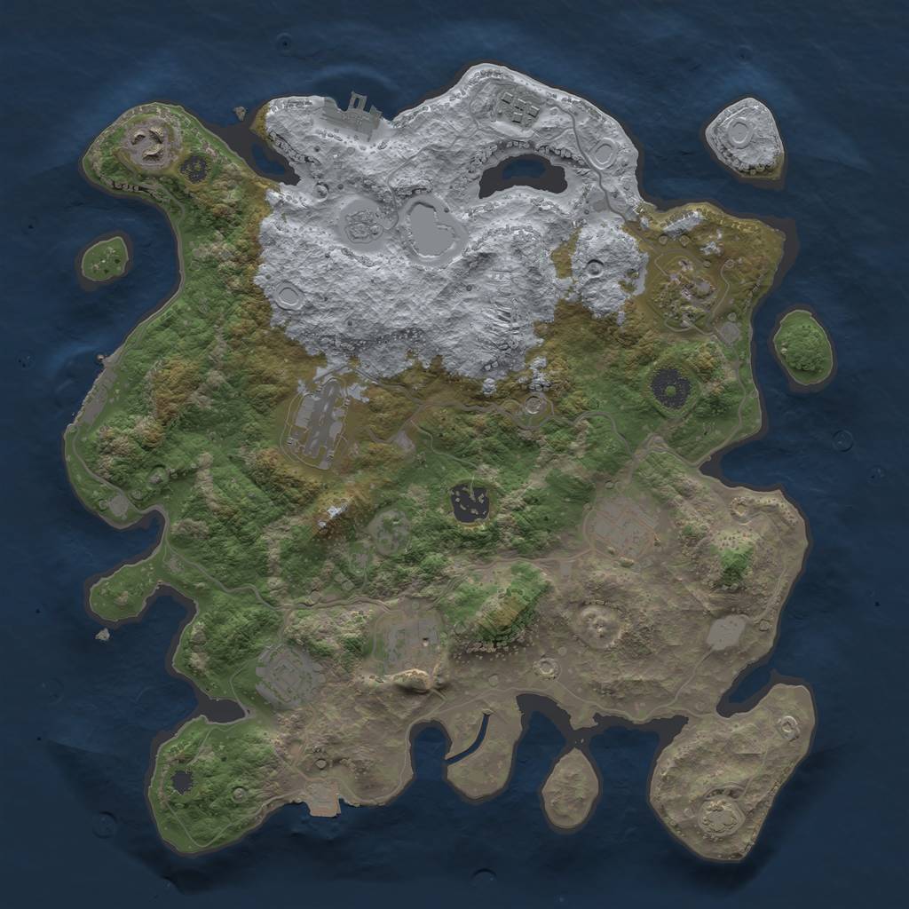 Rust Map: Procedural Map, Size: 3450, Seed: 8773876, 16 Monuments