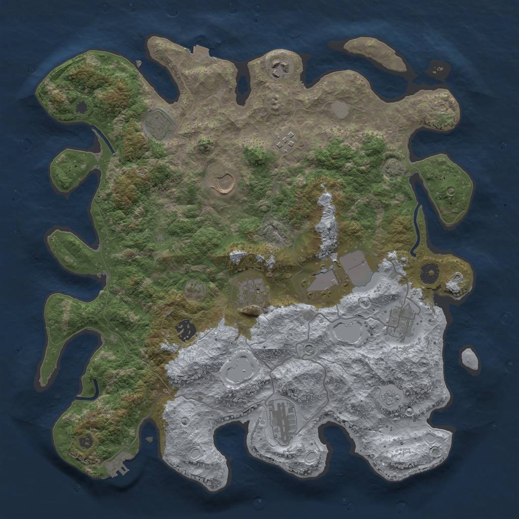 Rust Map: Procedural Map, Size: 3850, Seed: 36435187, 16 Monuments