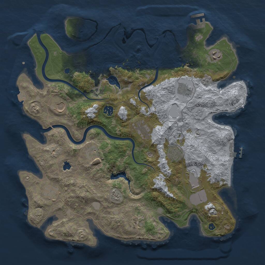 Rust Map: Procedural Map, Size: 4000, Seed: 357417216, 17 Monuments