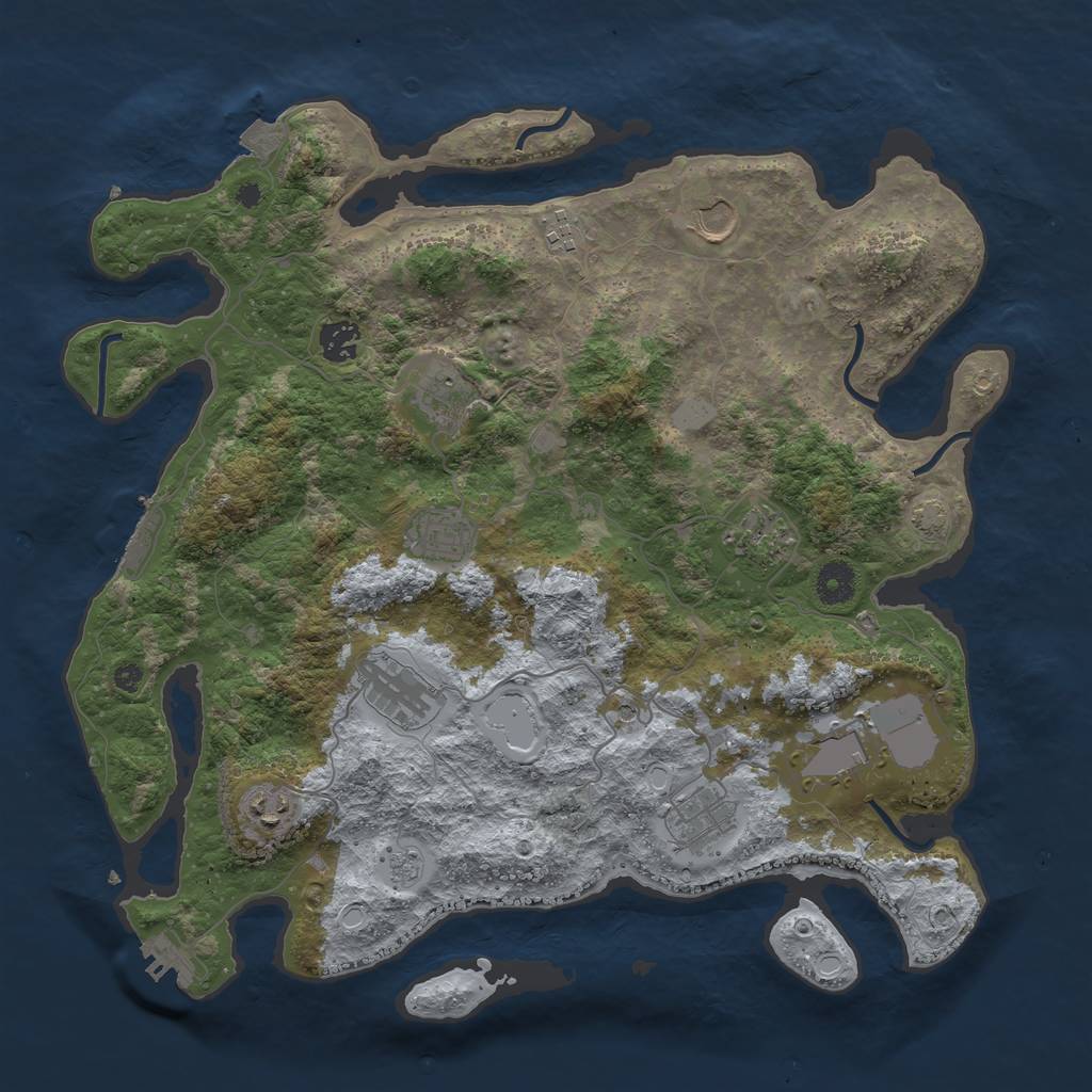 Rust Map: Procedural Map, Size: 3900, Seed: 90860155, 18 Monuments
