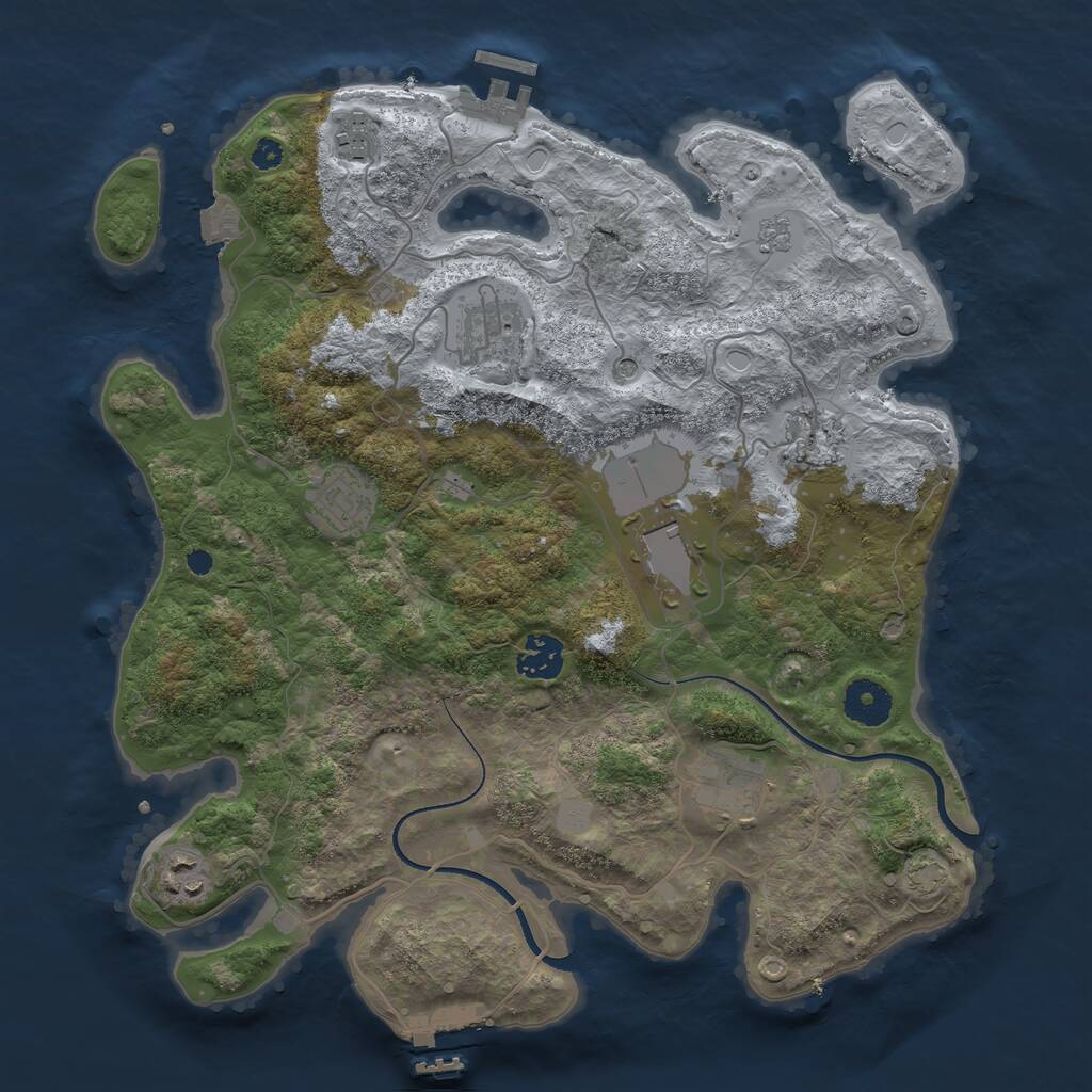 Rust Map: Procedural Map, Size: 3500, Seed: 238428567, 14 Monuments