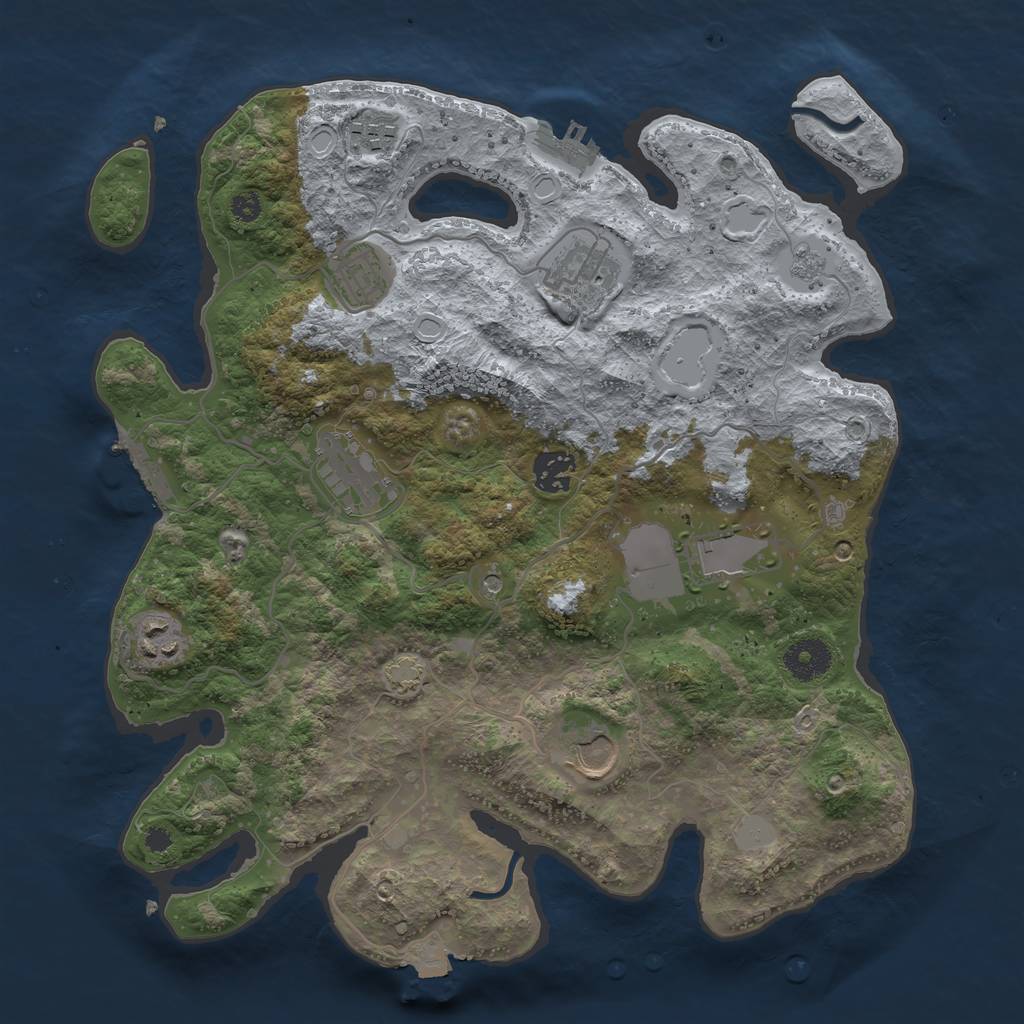 Rust Map: Procedural Map, Size: 3500, Seed: 238428567, 16 Monuments