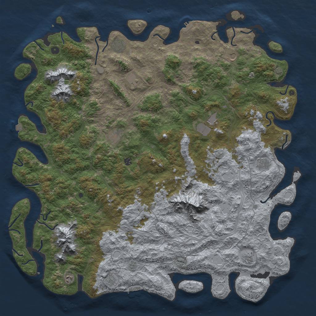 Rust Map: Procedural Map, Size: 6000, Seed: 1976514318, 19 Monuments