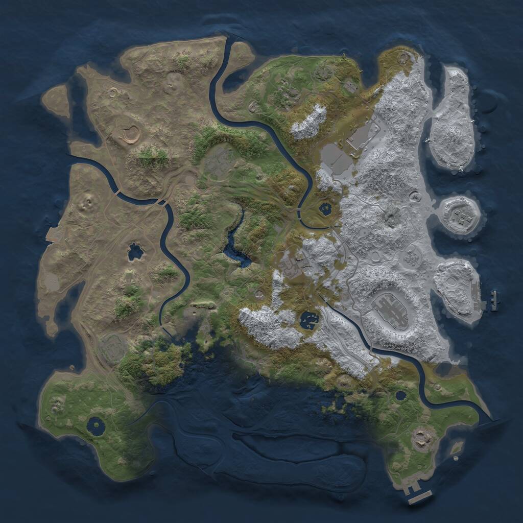 Rust Map: Procedural Map, Size: 4250, Seed: 725415601, 17 Monuments