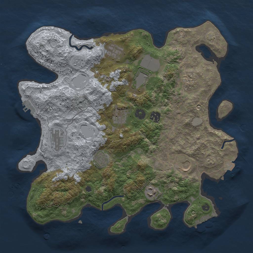 Rust Map: Procedural Map, Size: 3550, Seed: 67632790, 16 Monuments