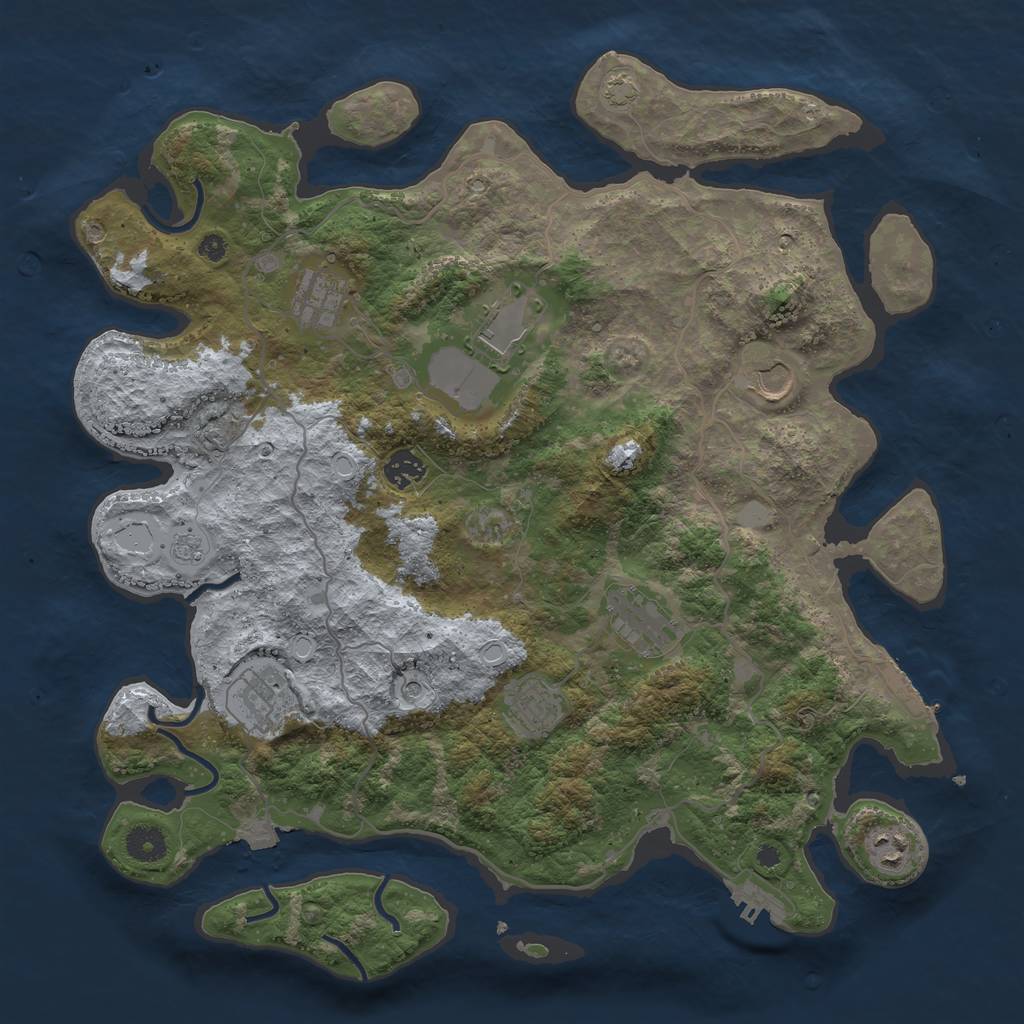 Rust Map: Procedural Map, Size: 4000, Seed: 49300599, 16 Monuments