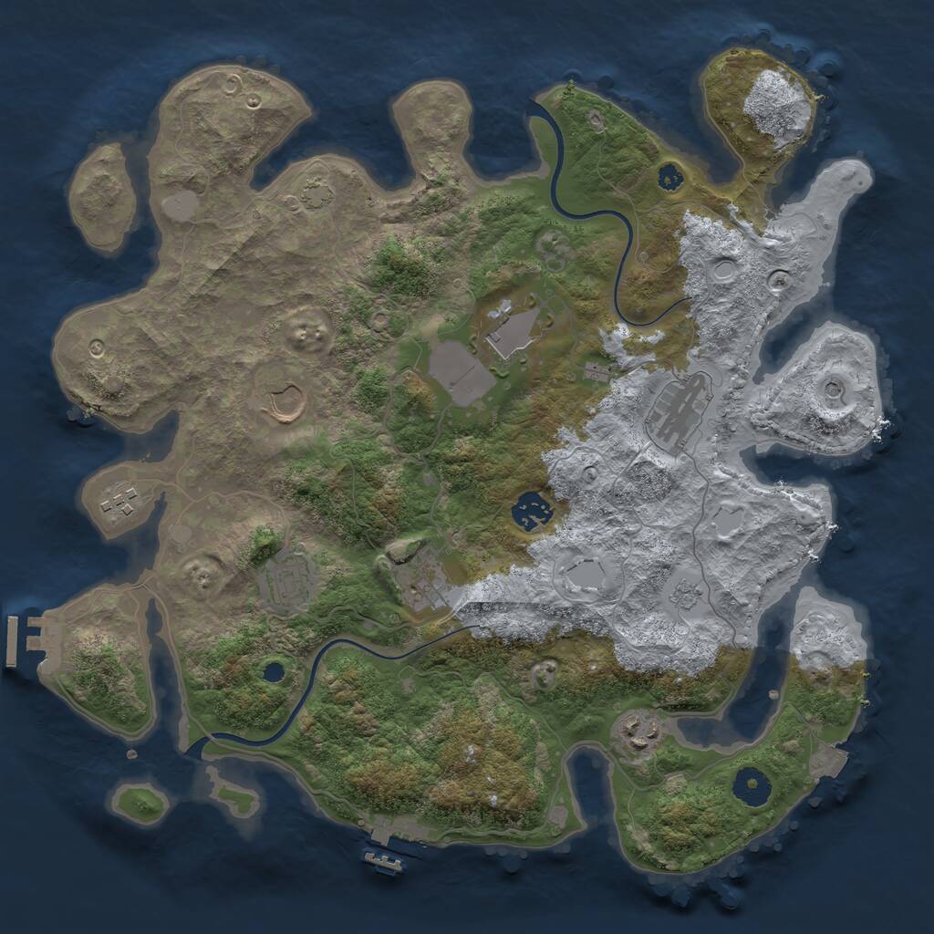 Rust Map: Procedural Map, Size: 3700, Seed: 6066749, 14 Monuments