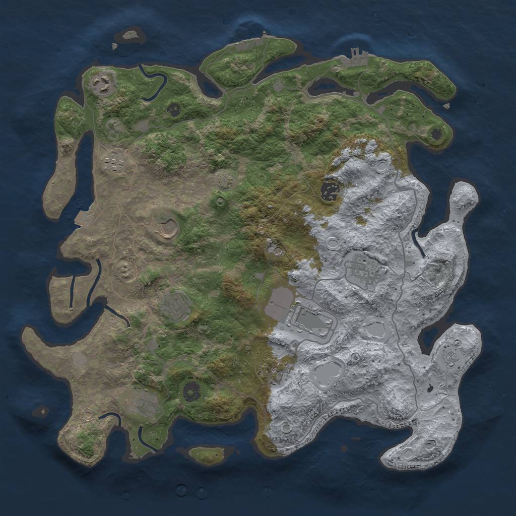 Rust Map: Procedural Map, Size: 4000, Seed: 60215832, 17 Monuments