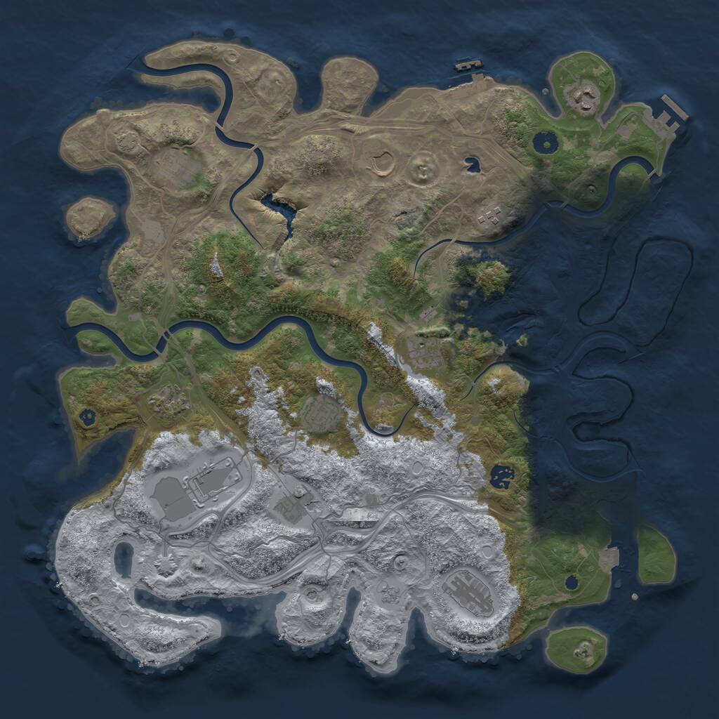 Rust Map: Procedural Map, Size: 4400, Seed: 85664061, 17 Monuments