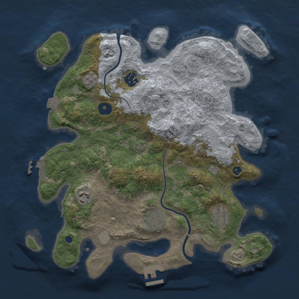 Rust Map: Procedural Map, Size: 3400, Seed: 20468335, 12 Monuments
