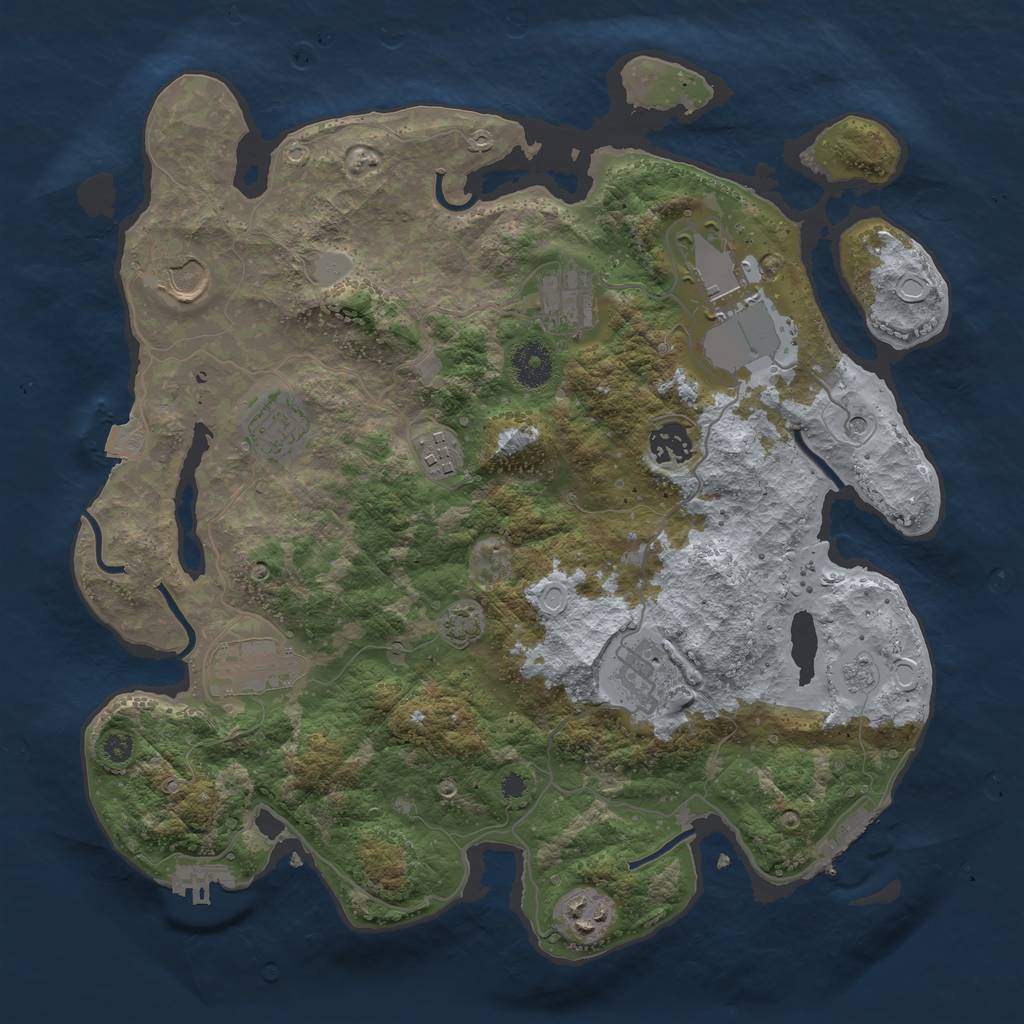 Rust Map: Procedural Map, Size: 3600, Seed: 247454640, 17 Monuments