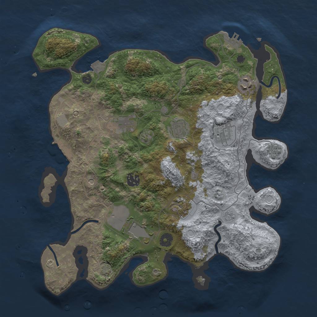 Rust Map: Procedural Map, Size: 3500, Seed: 244658585, 16 Monuments