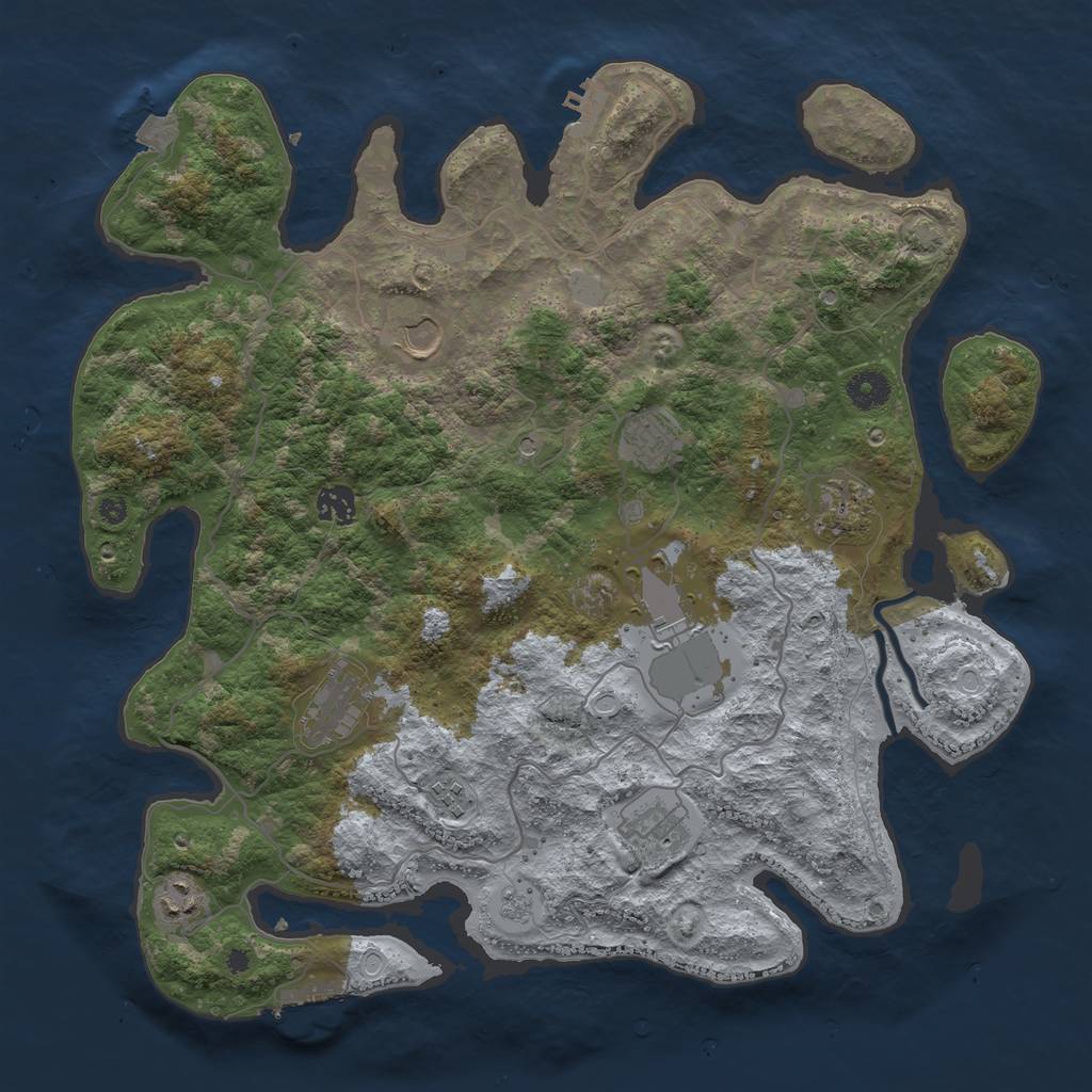 Rust Map: Procedural Map, Size: 4000, Seed: 67264716, 17 Monuments