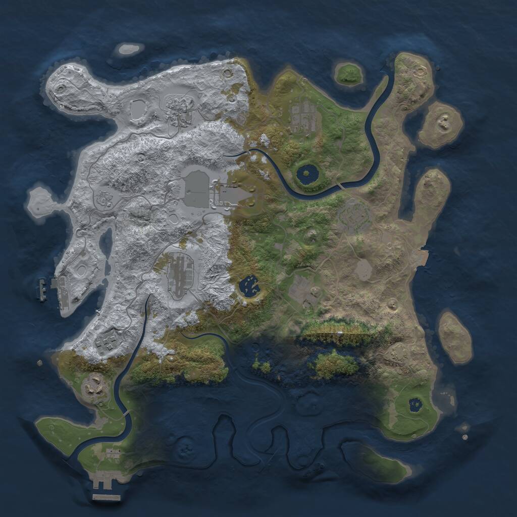 Rust Map: Procedural Map, Size: 3750, Seed: 19838083, 15 Monuments