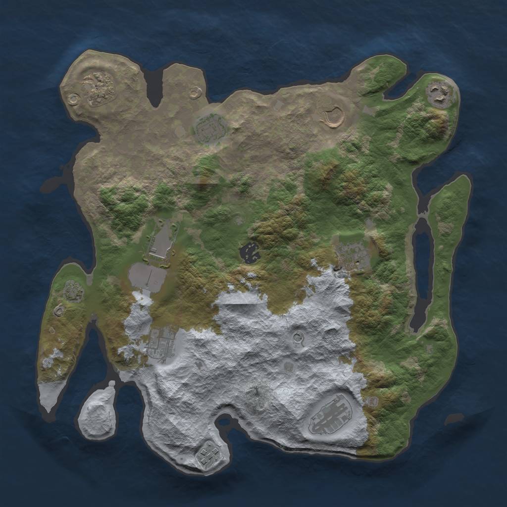 Rust Map: Barren, Size: 3650, Seed: 33497032, 14 Monuments