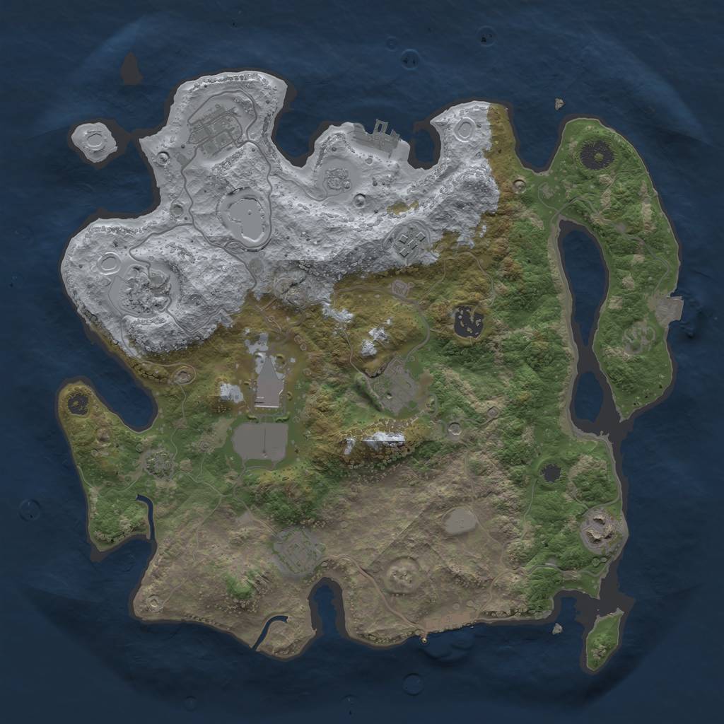 Rust Map: Procedural Map, Size: 3500, Seed: 42323311, 16 Monuments