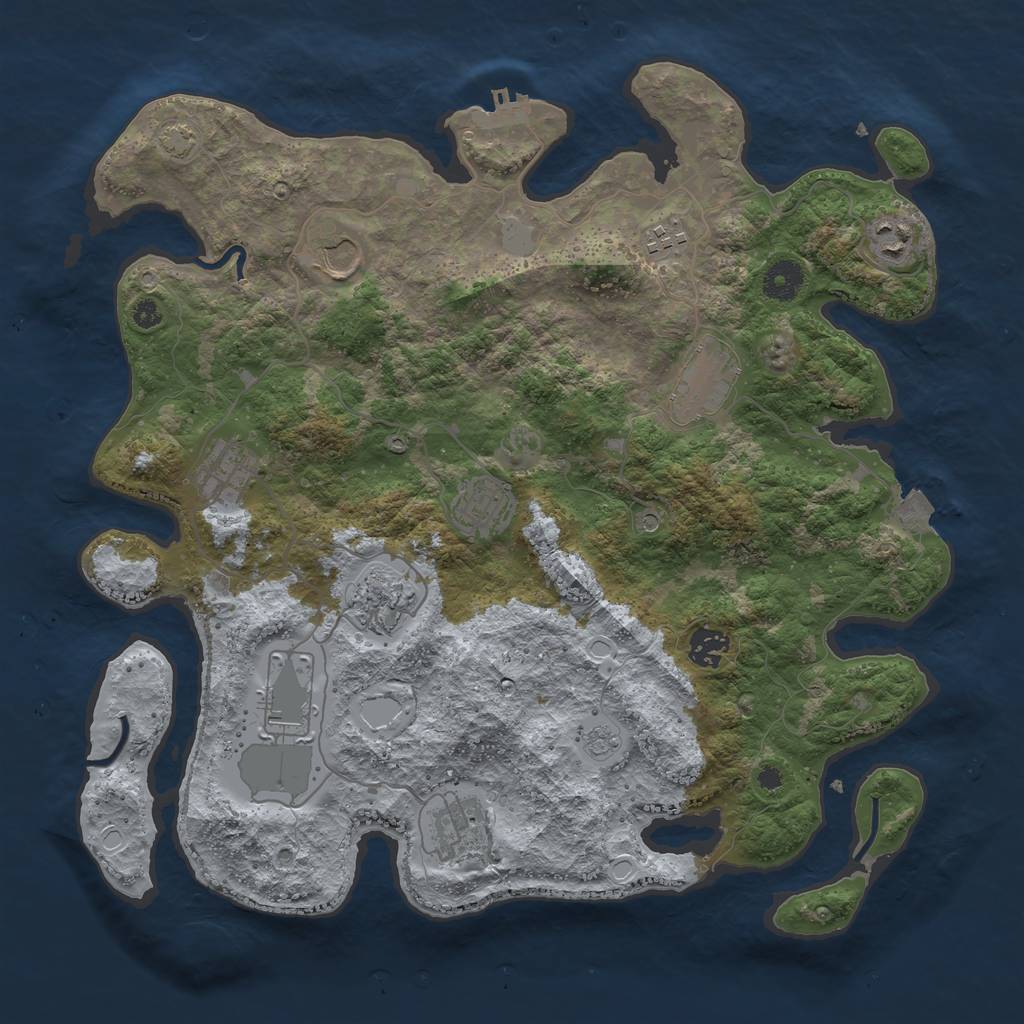 Rust Map: Procedural Map, Size: 3800, Seed: 2992623, 17 Monuments