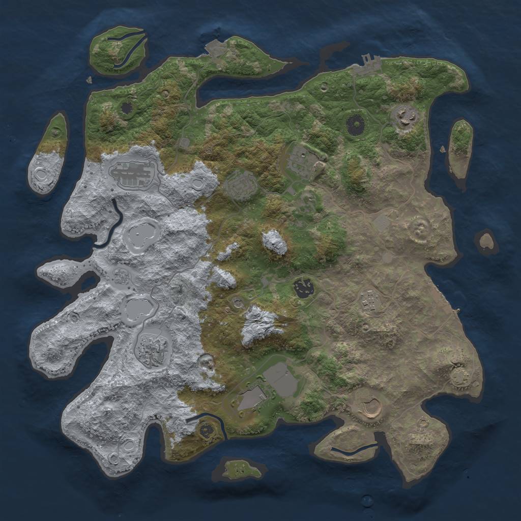 Rust Map: Procedural Map, Size: 3950, Seed: 49639394, 17 Monuments