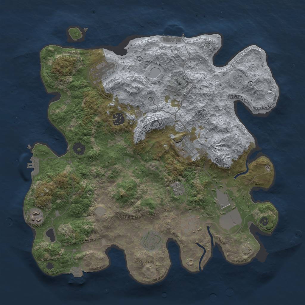 Rust Map: Procedural Map, Size: 3650, Seed: 30468542, 16 Monuments