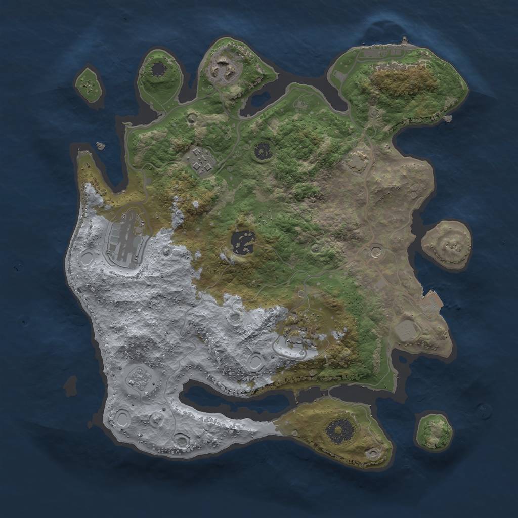 Rust Map: Procedural Map, Size: 3000, Seed: 3879021, 12 Monuments