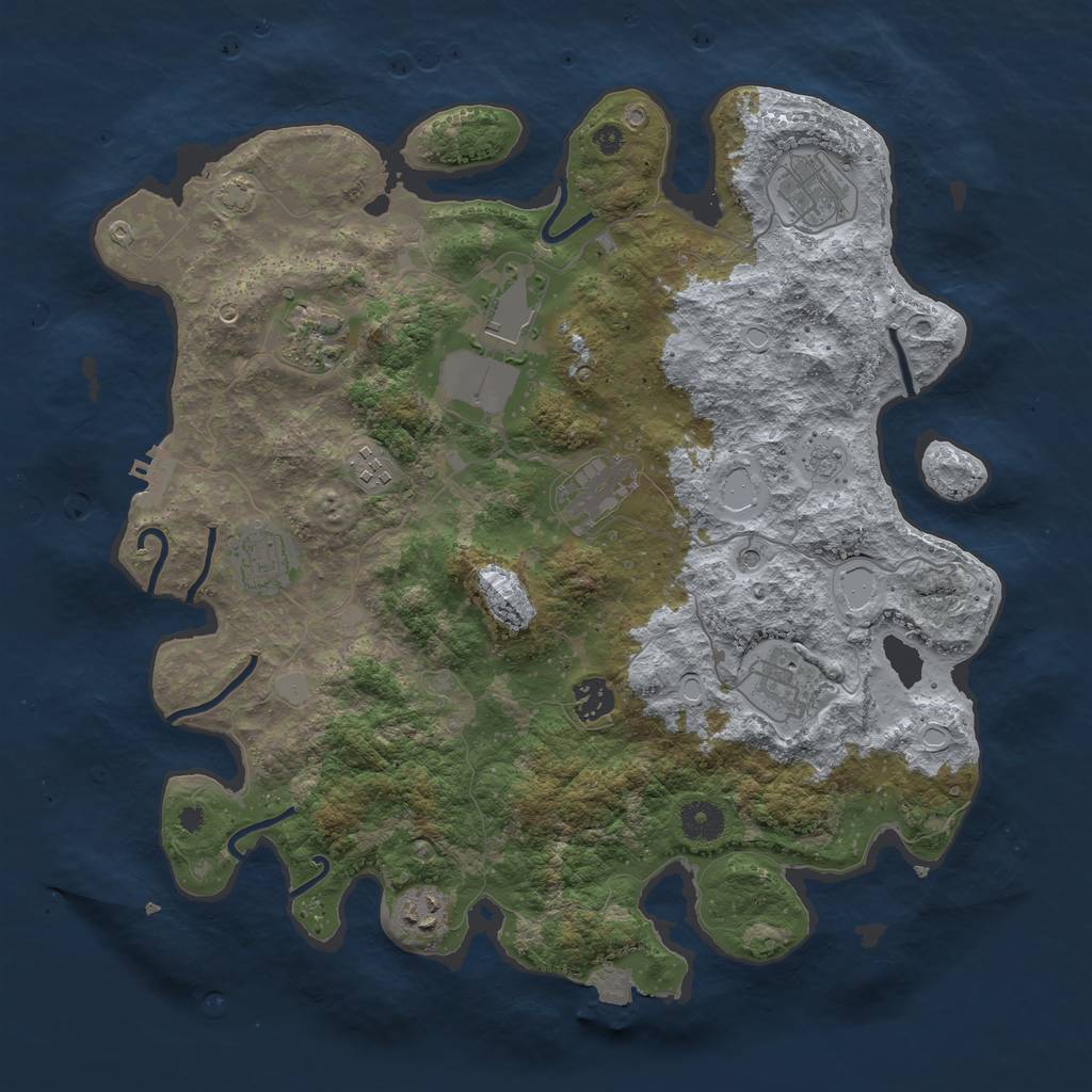 Rust Map: Procedural Map, Size: 3850, Seed: 89649611, 16 Monuments