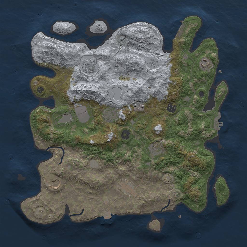 Rust Map: Procedural Map, Size: 3850, Seed: 21843514, 17 Monuments