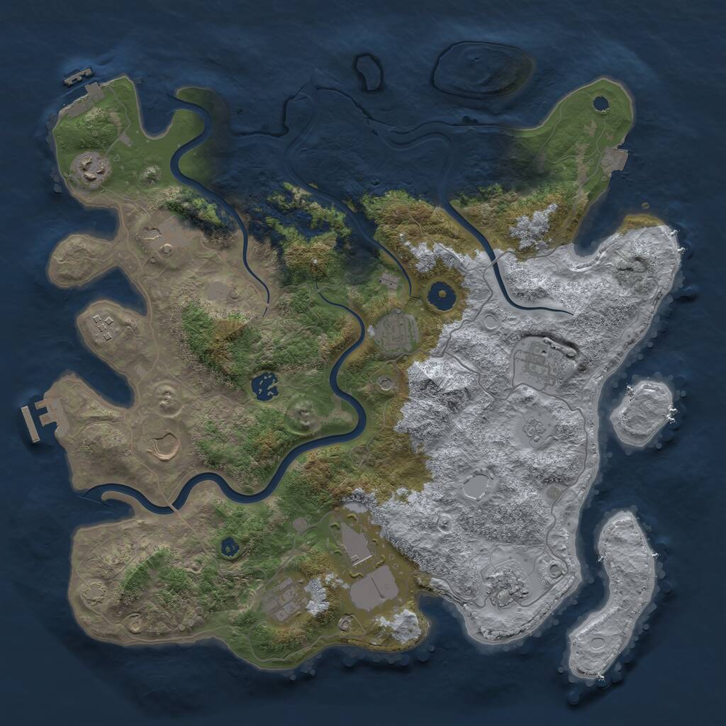 Rust Map: Procedural Map, Size: 3950, Seed: 16888893, 16 Monuments