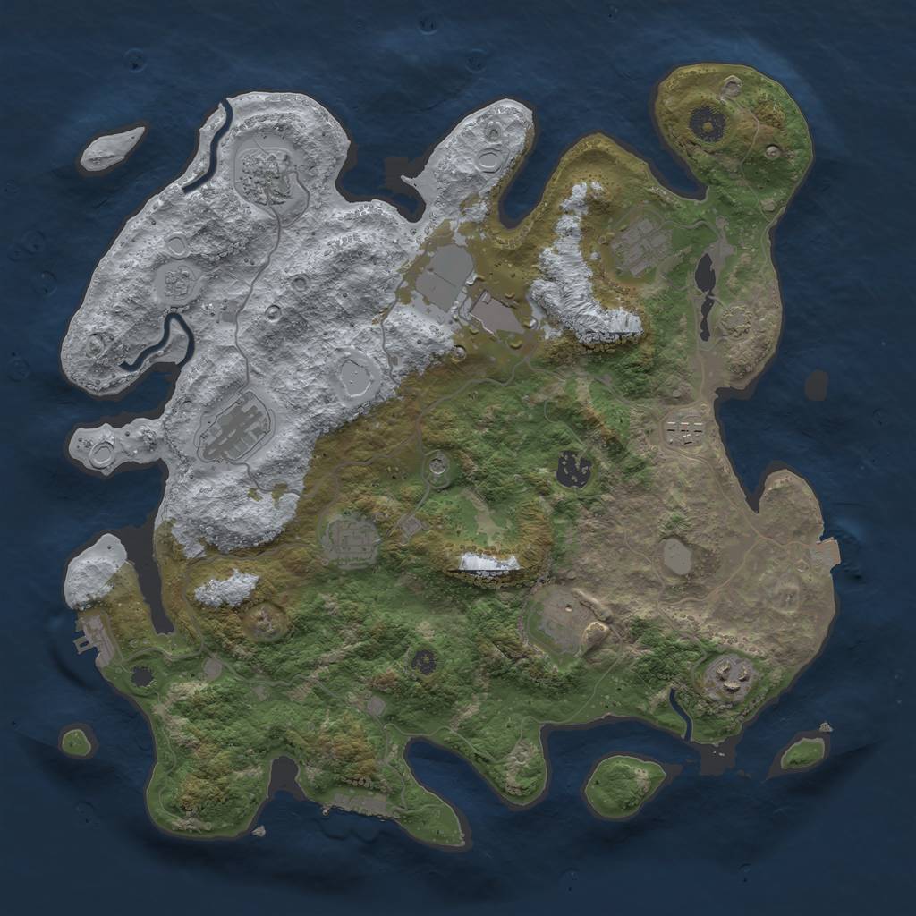 Rust Map: Procedural Map, Size: 3800, Seed: 35056440, 17 Monuments
