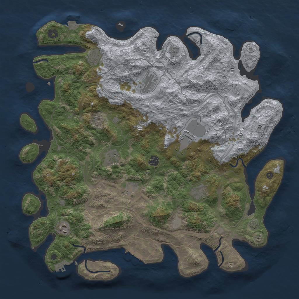 Rust Map: Procedural Map, Size: 4300, Seed: 63922762, 17 Monuments