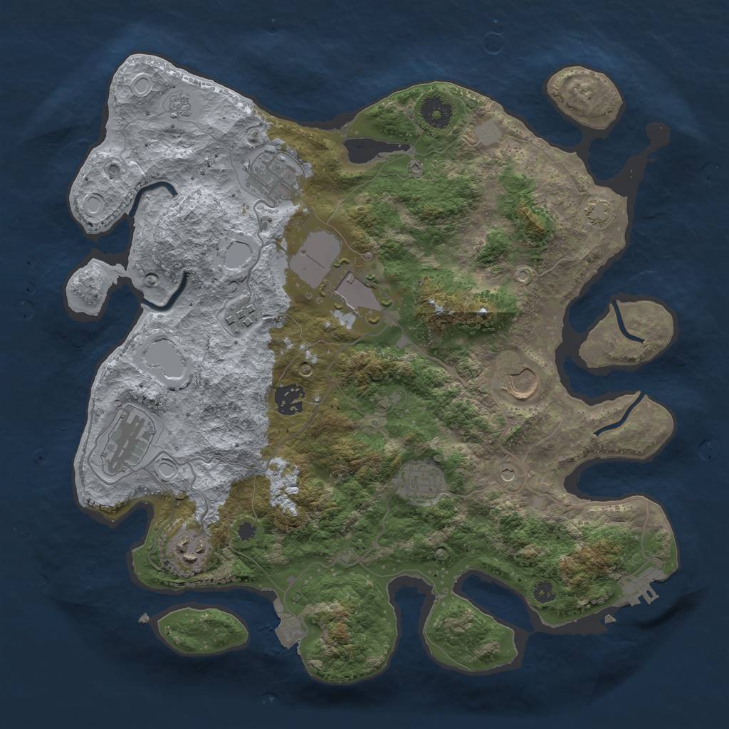 Rust Map: Procedural Map, Size: 3500, Seed: 77931082, 15 Monuments