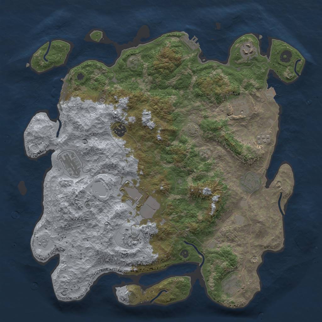 Rust Map: Procedural Map, Size: 3950, Seed: 5113327, 17 Monuments