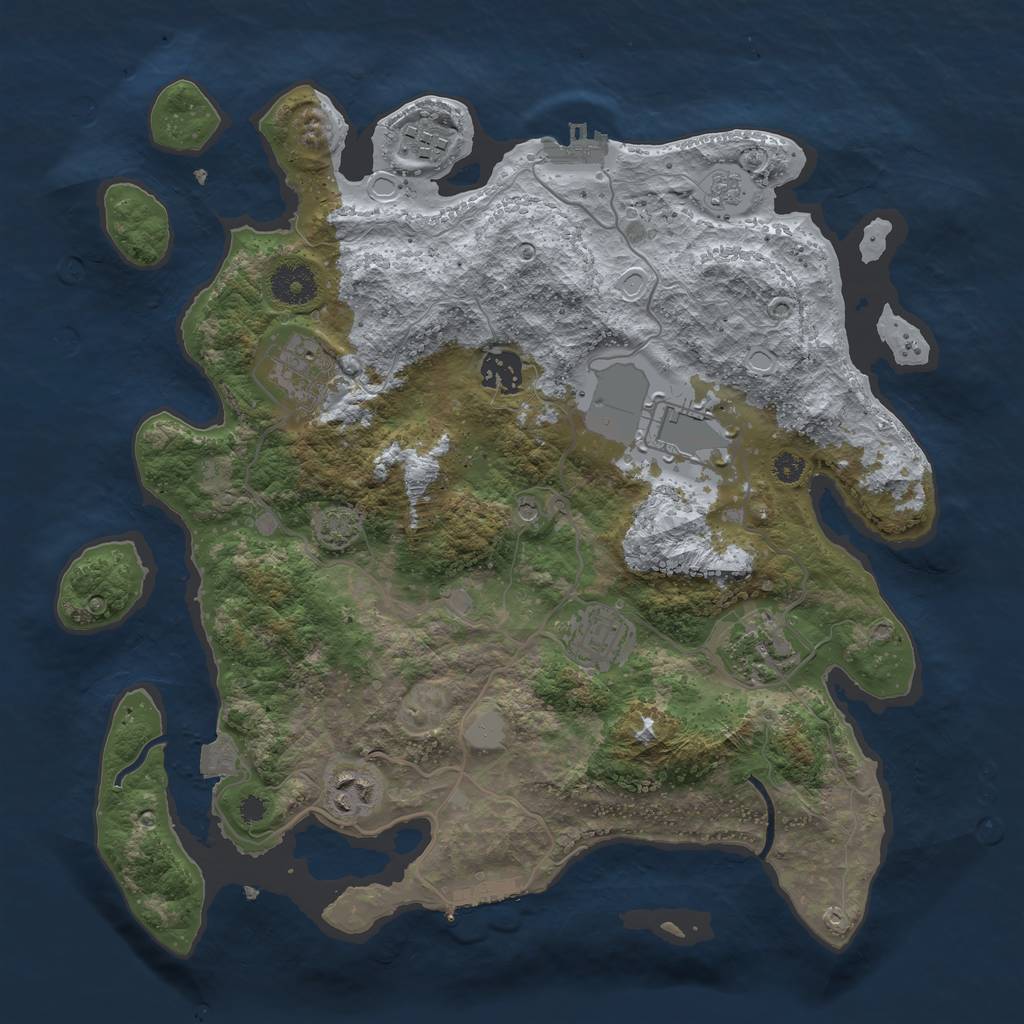 Rust Map: Procedural Map, Size: 3500, Seed: 670054883, 15 Monuments