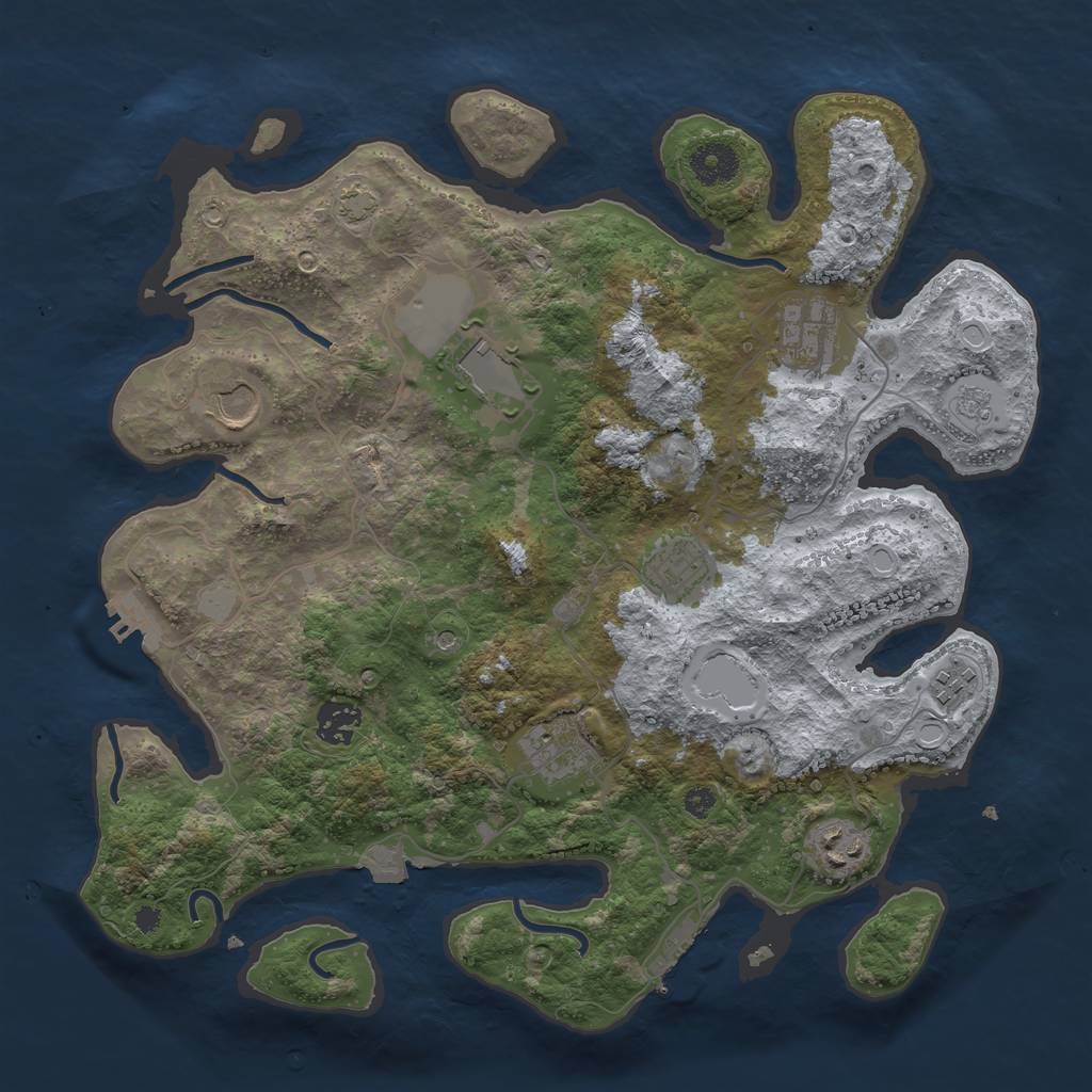Rust Map: Procedural Map, Size: 3600, Seed: 3748906, 16 Monuments