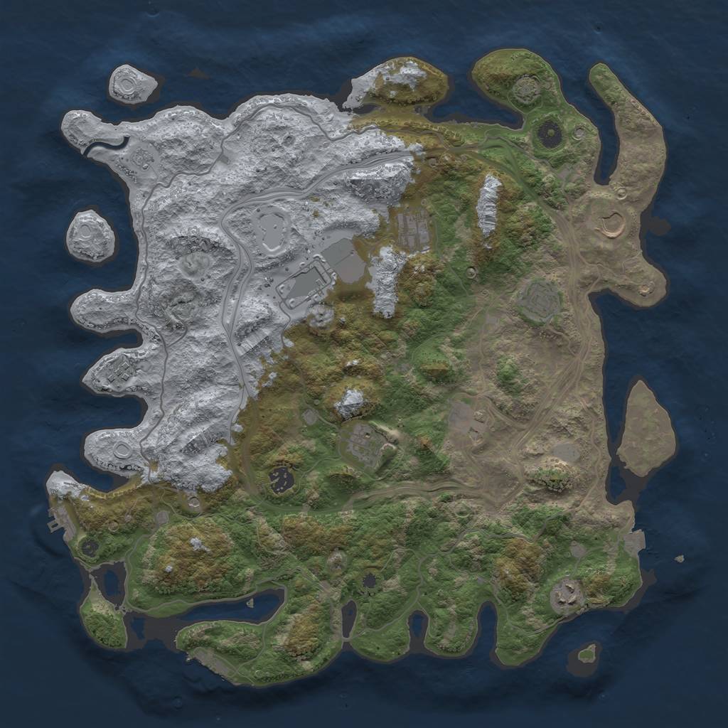 Rust Map: Procedural Map, Size: 4300, Seed: 85415894, 17 Monuments