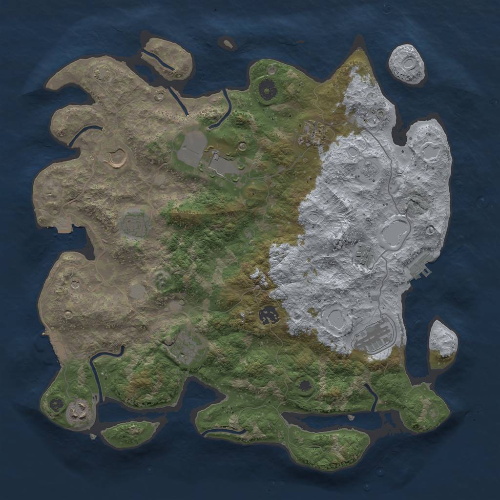 Rust Map: Procedural Map, Size: 3850, Seed: 97831259, 17 Monuments