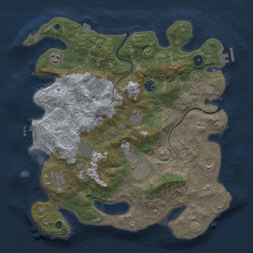 Rust Map: Procedural Map, Size: 3700, Seed: 66245801, 14 Monuments