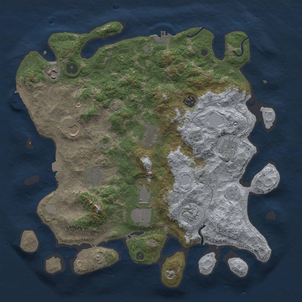 Rust Map: Procedural Map, Size: 3900, Seed: 33708212, 17 Monuments