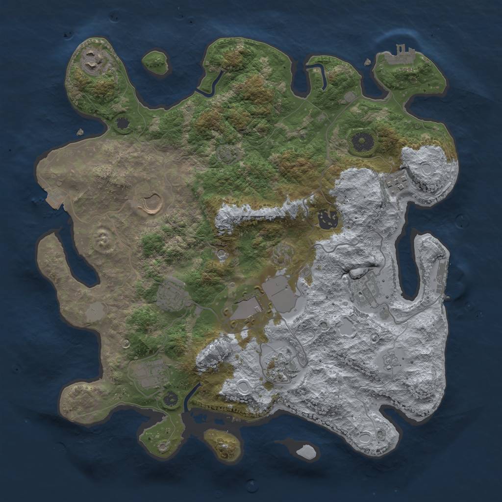 Rust Map: Procedural Map, Size: 3600, Seed: 84020954, 17 Monuments