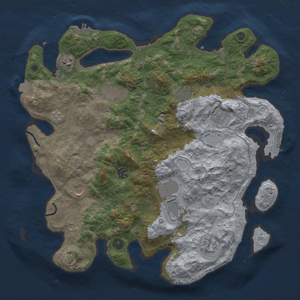 Rust Map: Procedural Map, Size: 4000, Seed: 44072223, 17 Monuments