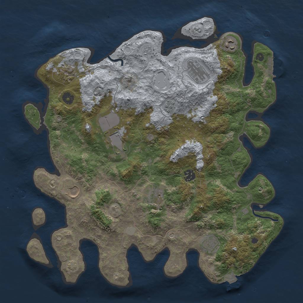 Rust Map: Procedural Map, Size: 3850, Seed: 74153427, 16 Monuments
