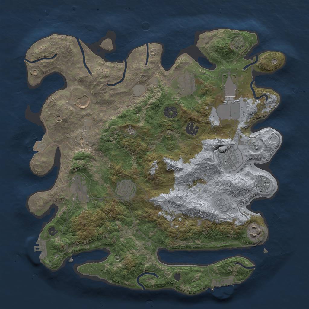 Rust Map: Procedural Map, Size: 3500, Seed: 479596389, 17 Monuments