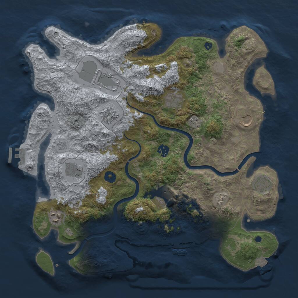 Rust Map: Procedural Map, Size: 3850, Seed: 52613076, 16 Monuments