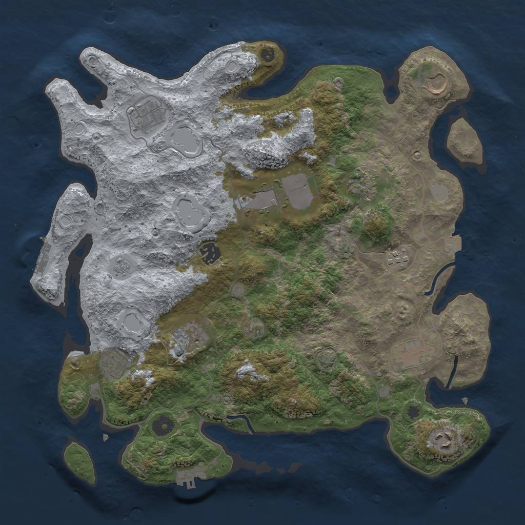 Rust Map: Procedural Map, Size: 3850, Seed: 52613076, 17 Monuments