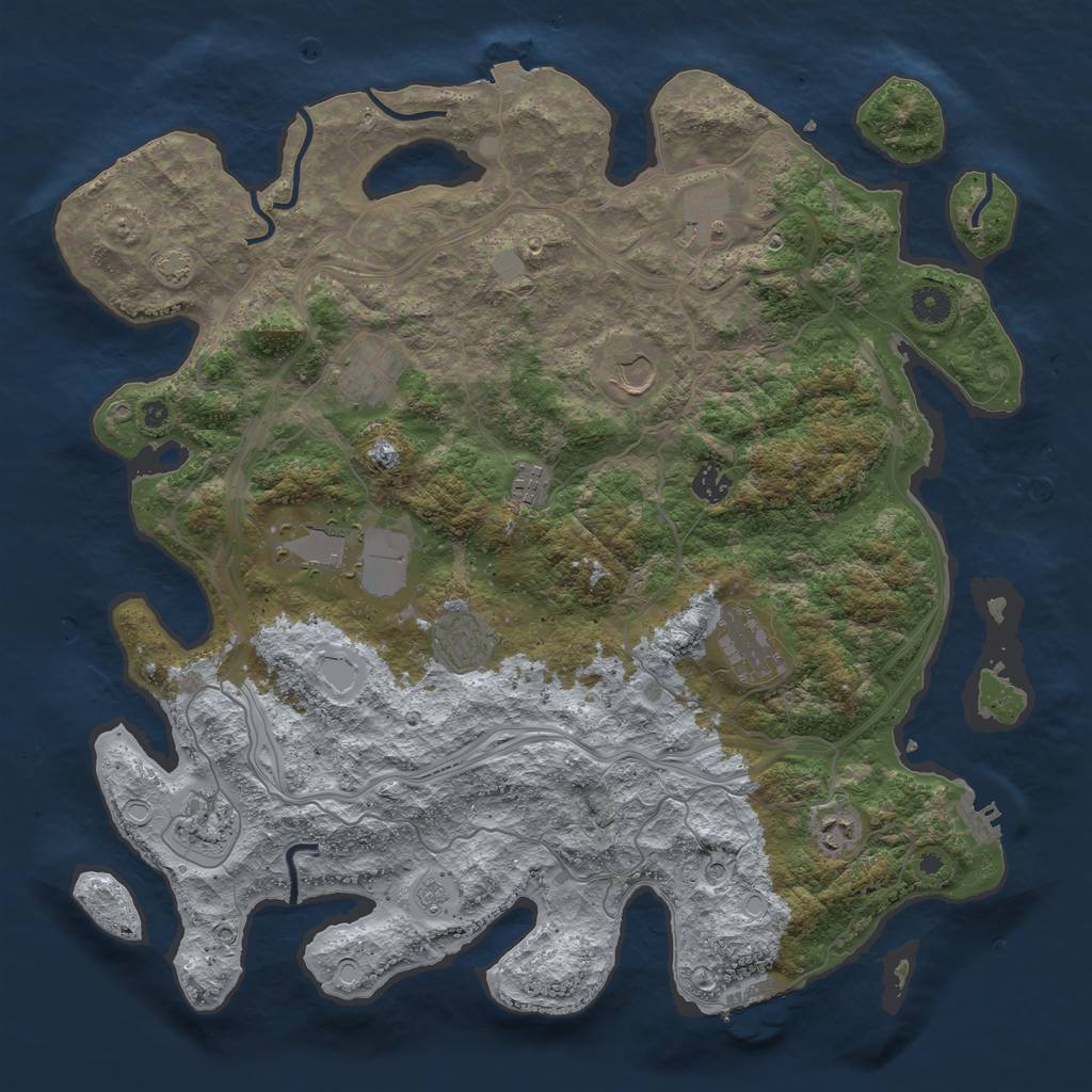 Rust Map: Procedural Map, Size: 4250, Seed: 33673675, 18 Monuments