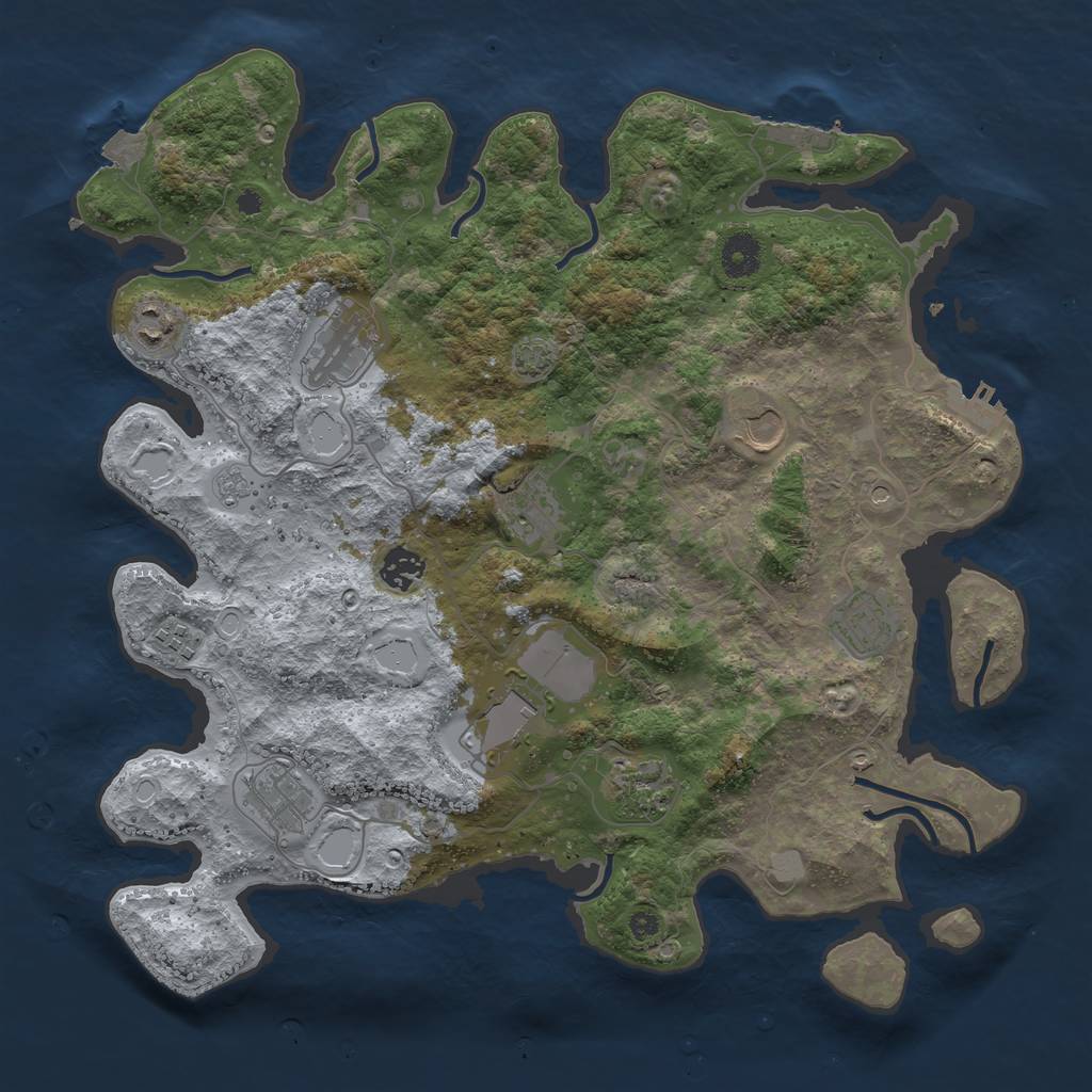 Rust Map: Procedural Map, Size: 3850, Seed: 70874835, 18 Monuments